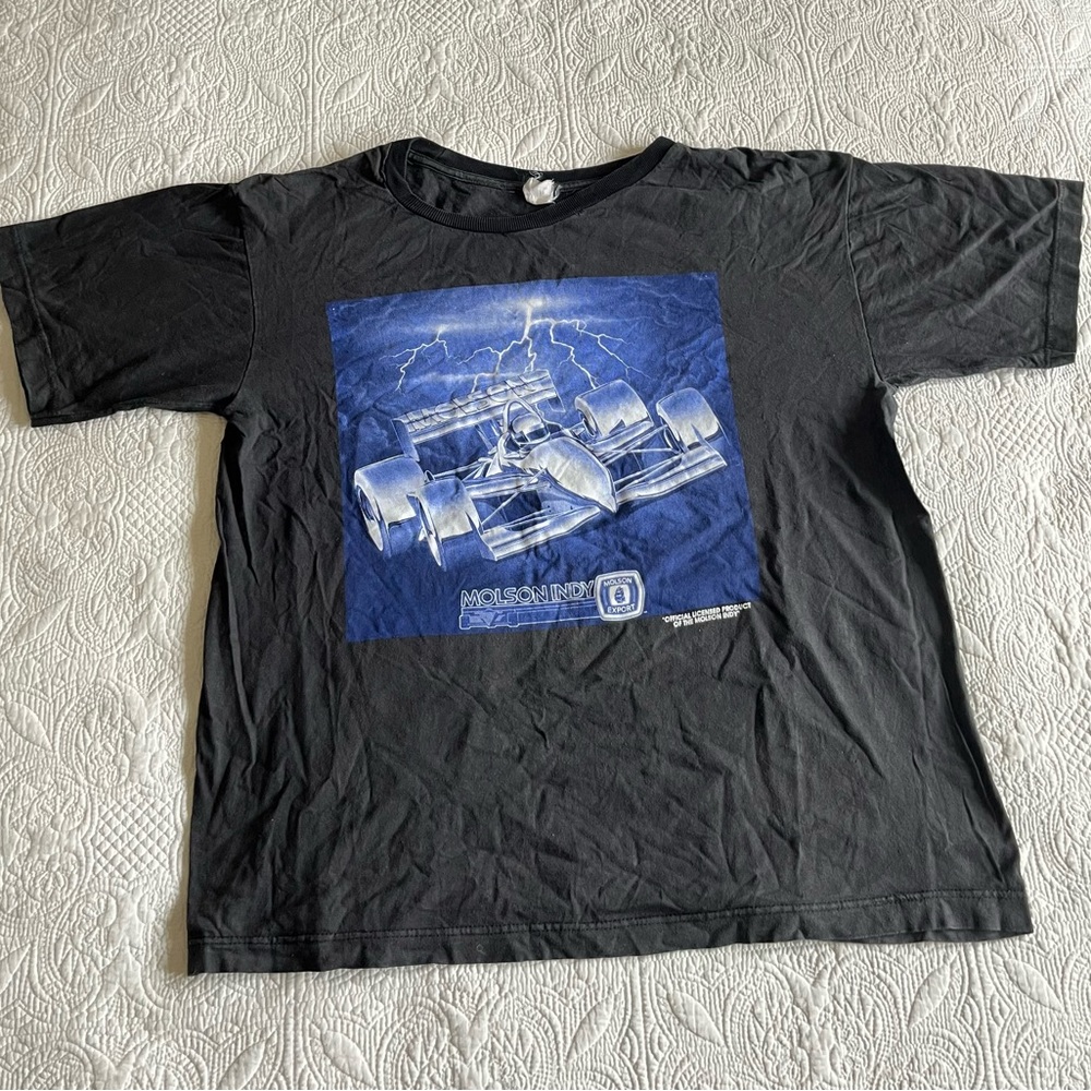 Vintage F1 Molson Indy Racing Graphic Boxy T-Shirt with Car & Lightning Graphic